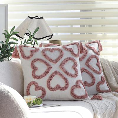 Pink Pillow Girly Heart Pillow Case Living Room Sofa Tufted Tassel Cushion Bed Cushion Hotel Bay Window Decoration