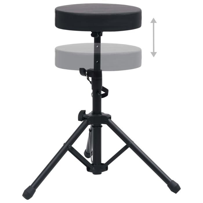 VidaXL Adjustable Drum Stool Black Round