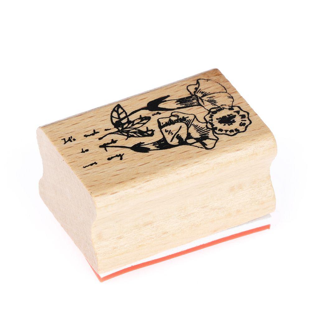1PCS Wooden Plant Flower Girls Seal Vintage Rubber Stamps DIY Crafts Sewing Stamping Scrapbooking Accessories