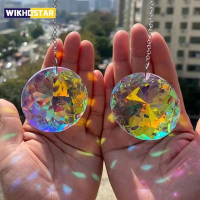 2pcs Crystal Sun Catcher Prism, Hanging Sun Catcher with Glass Prism, Rainbow Maker for Window, Balcony, Kitchen, Garden Decorat