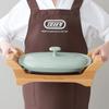 Ovale Grillplatte, Heizung, integrierte Konstruktion, Keramik-Kochplatte, Braten, Echtholz, stilvoll, stilvoll [Toffy] K-GP1 (Blasses Aqua) Backen/Köcheln/Dämpfen/Rühren 230℃