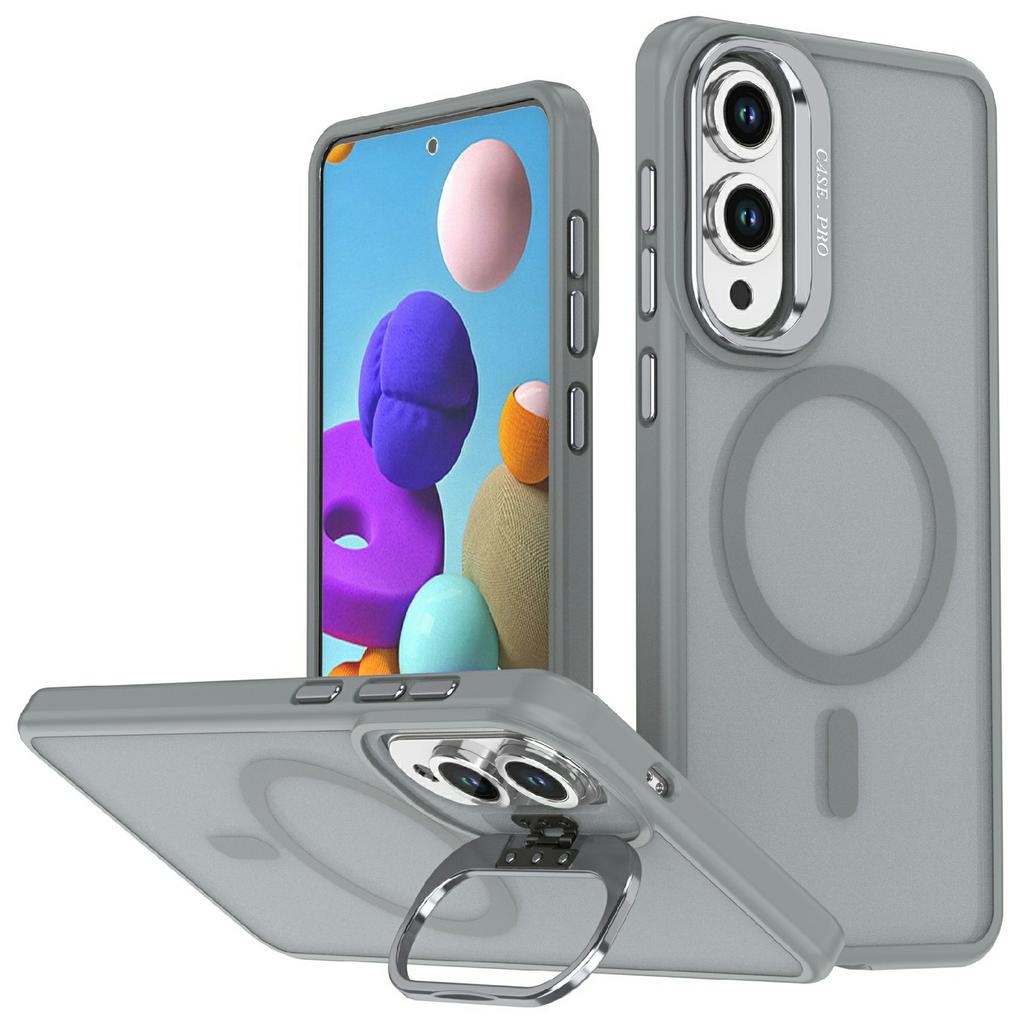 For Samsung Galaxy S25 Edge Magnetic Case Foldable Kickstand Matte PC + TPU Phone Cover