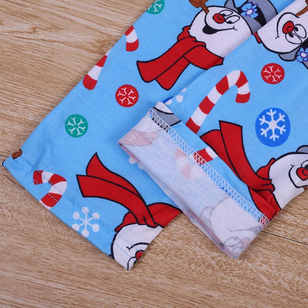 Kind zweiteilige langärmelige Hose Jungen Mädchen Baumwolle Weihnachten Schneemann Print T-Shirt Hose Pyjamas