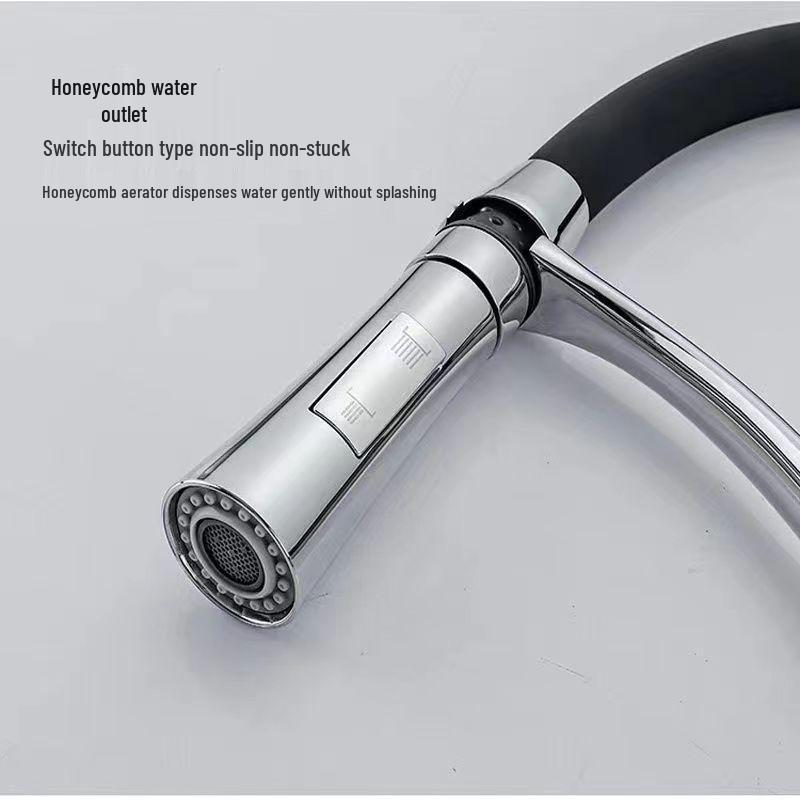 Drehbarer Ganzkupfer-Auszieh-Küchenhahn für Warm- und Kaltwasser