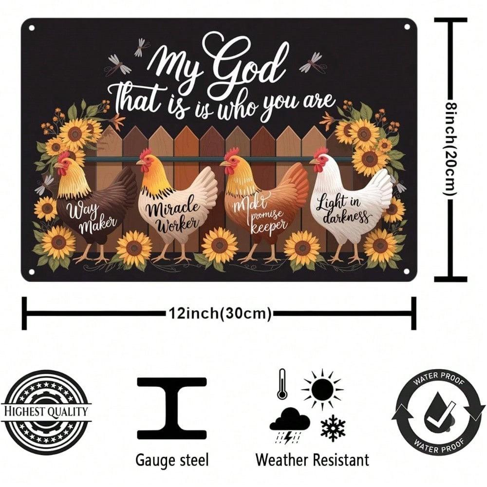 Funny Chicken Farm Tin Metal Sign 8x12 Rustic Wall Decor for Pub Cafe