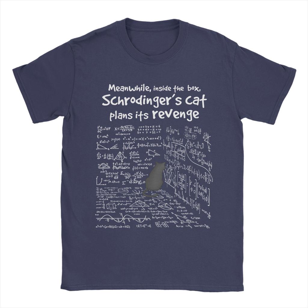 Herren Schrödinger's Katze Mathematik T-Shirt Reines Baumwollkleidung Vintage Kurzarm Rundhals T-Shirts Übergröße T-Shirt