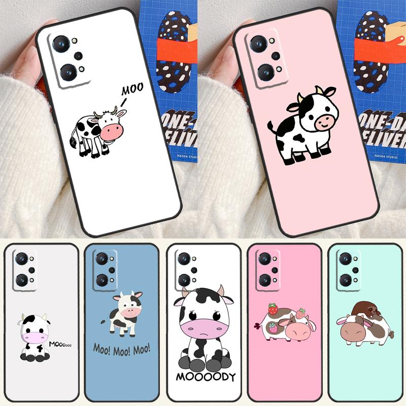 Animal Cute Cartoon Cow For Realme 14 13 12 10 11 Pro Plus GT 6 6T 5 GT7 Pro C55 C51 C21Y C25S C67 C75 C53 C61 Case