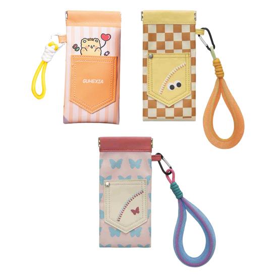 Magnetic Glasses Bag with Lanyard Cute Glasses Pouch Squeeze Top Sunglass Pouch Portable Eyeglass Case