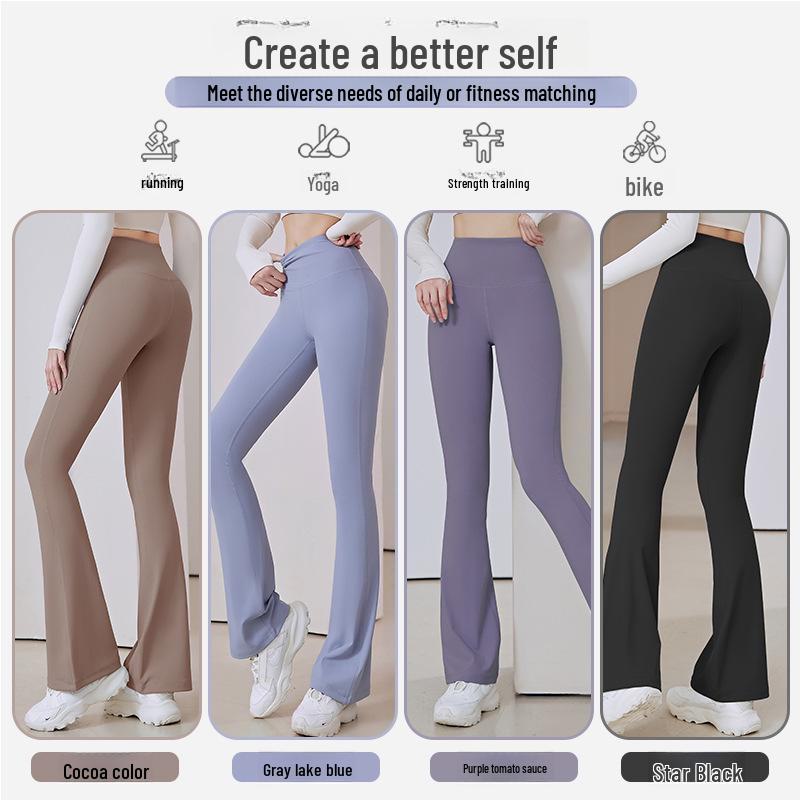 Lulu Sports Quick-Dry High Waist Yoga Pants - Breathable Slim Fit Flared Leggings