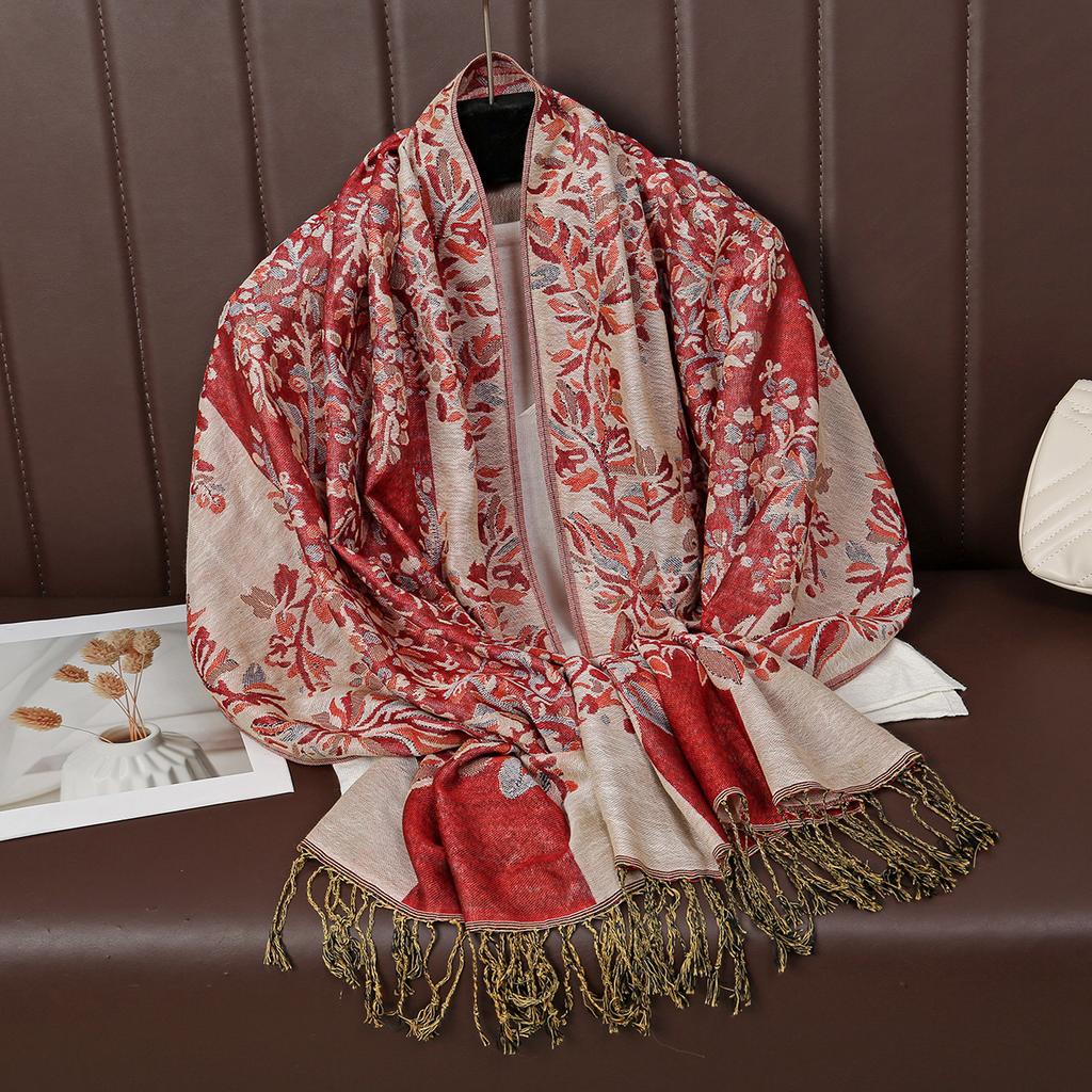 Muslim Paisley Shawl Thin Pashmina Long Tassels Scarf Vintage Cashew Jacquard Printed Stoles Islam Foulard Tippet