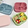 Silikon Bento Lunchbox, Mikrowellengeeignet, 4-Fach Auslaufsicherer Mahlzeitenbehälter, Handwäsche, Rechteckig, Manuell, Ideal für Büroangestellte und Studenten
