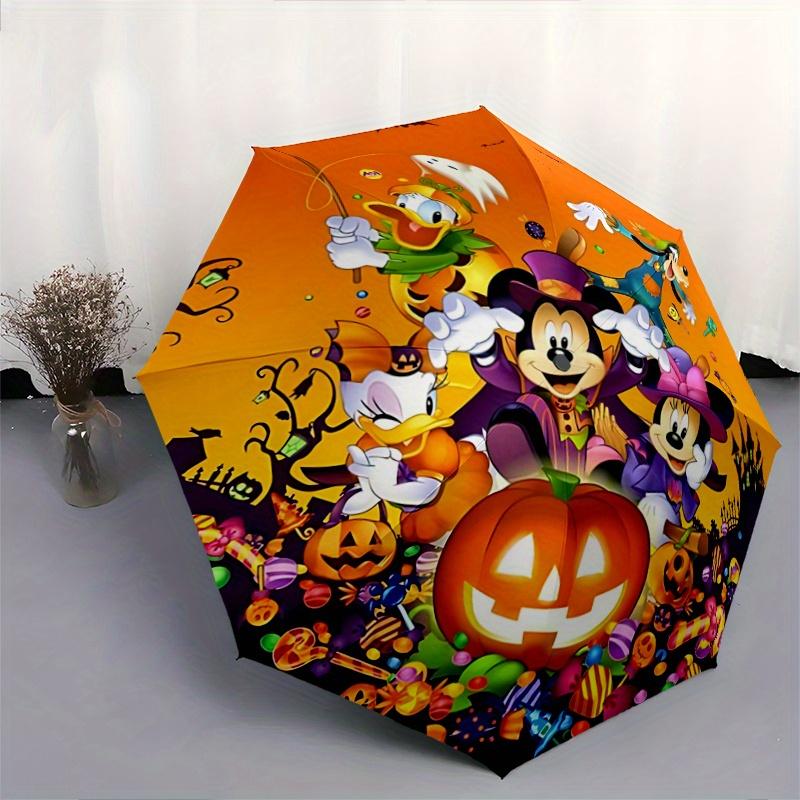 1pc Spooky Fun Mickey and Friends Durable Cartoon Folding Umbrella, Portable 3-Fold Compact Umbrella for Men and Women, Suitable for Travel