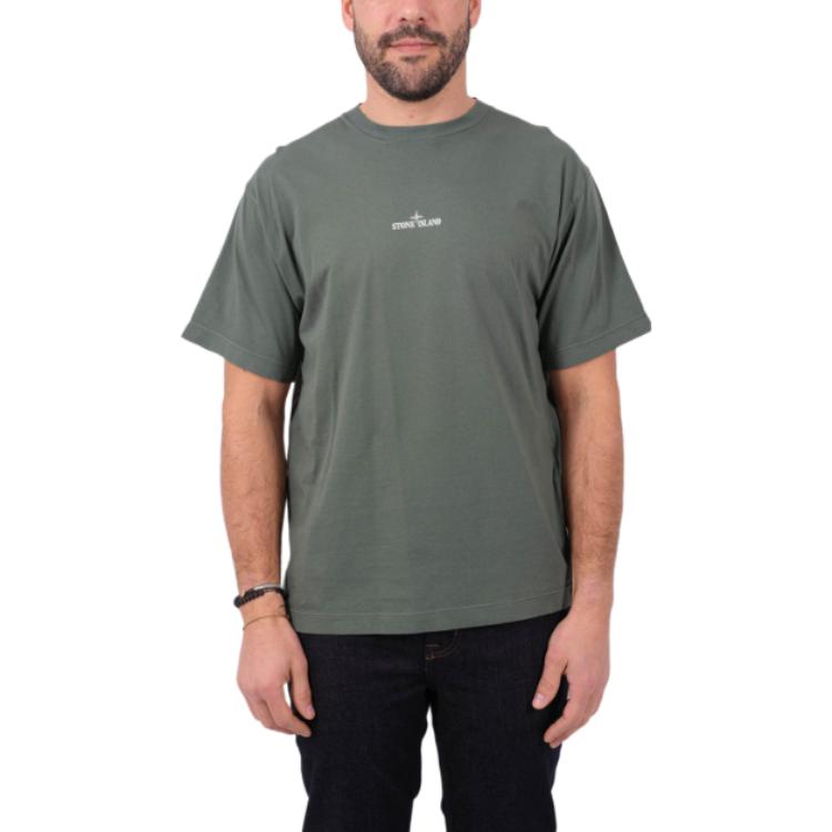 Stone Island Round Neck Pullover Letter Brand Logo Pattern Print Embroidery Slim Fit Short Sleeve T-Shirt Men T-Shirt Khaki 80152RC89-V0059