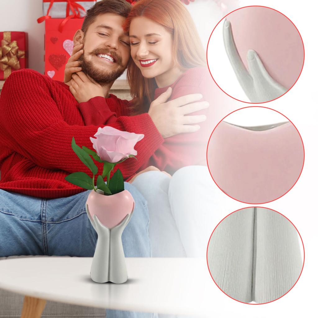 Home Decor Craft: Hand-held Heart Vase, Creative Artistic Resin Flower Vase, Study Room/Balcony Ornament