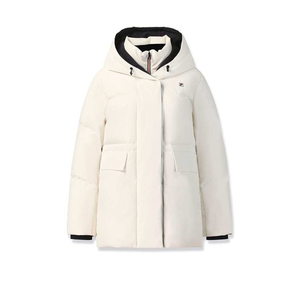 Fila Heritage Warm Fashion Comfortable Versatile Loose Mid-Length Down Jacket Women Outerwear White F11W548905FIV