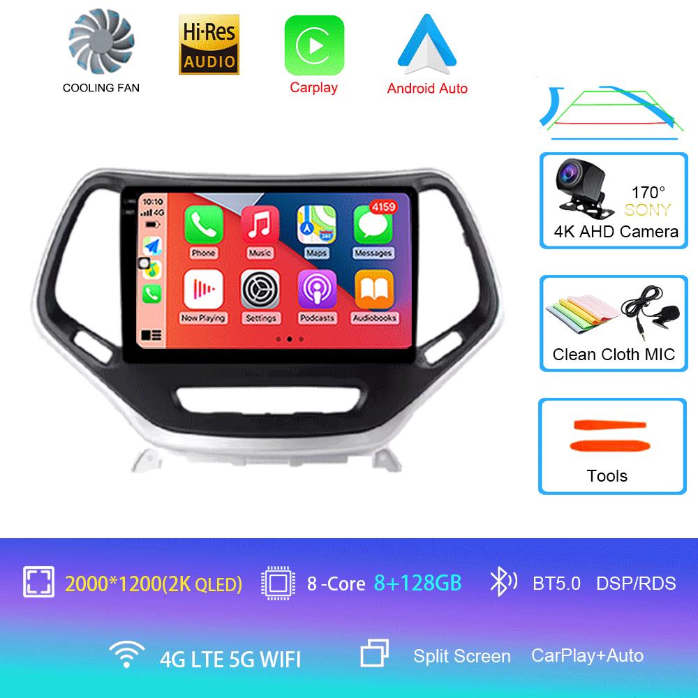 For Jeep Cherokee 5 KL 2014 -2018 Android 14 Car Radio Stereo Multimedia Navigation GPS Wireless Carplay Auto Video Player WIFI