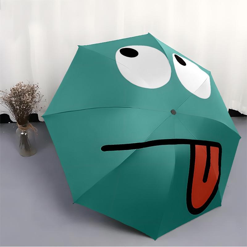 1pc Silly Face Automatic Open/close Umbrella, 8-Rib Sturdy Structure, Portable Travel Umbrella, Parties, Everyday Use, 24