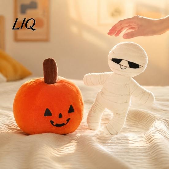 Carini Regali di Halloween Cuscino Zucca, Peluche Bambola Mummia, Bambola Morbida Imbottita Decorazione da Tavolo, Cuscini Decorativi per Divano e Arredamento Casa