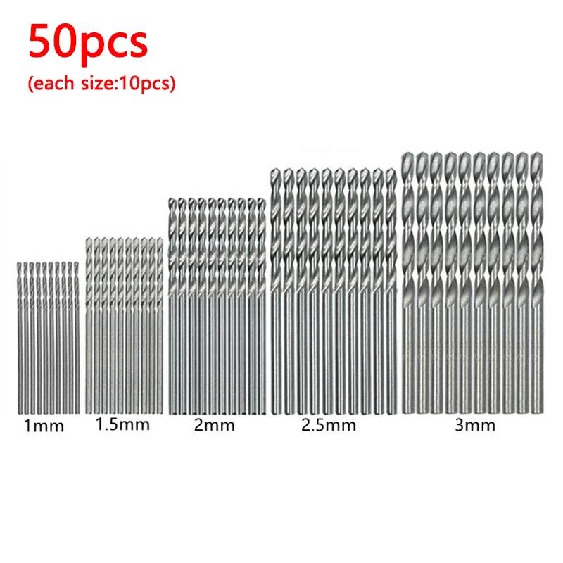 

50Pcs 1/1.5/2/2.5/3mm Twist Drill Set Anti-rust Wear Protection High Speed Steel Titanium Coated Drill Bit Landin Drill Bit Set