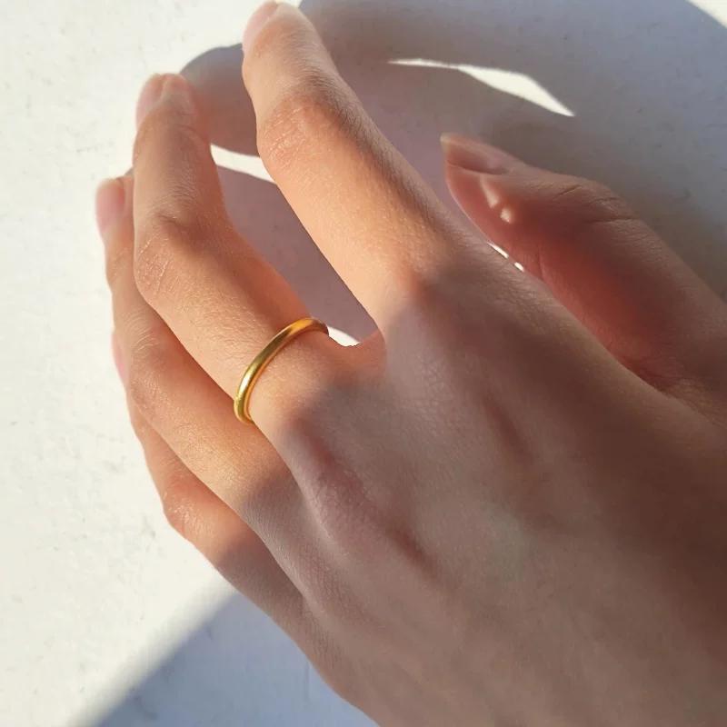 Gold Plain Ring Ring Couple Pair Ring Hand Jewelry Ring Women'S Niche Design Sand Gold Plain Ring Ancient Lamp Luxury
