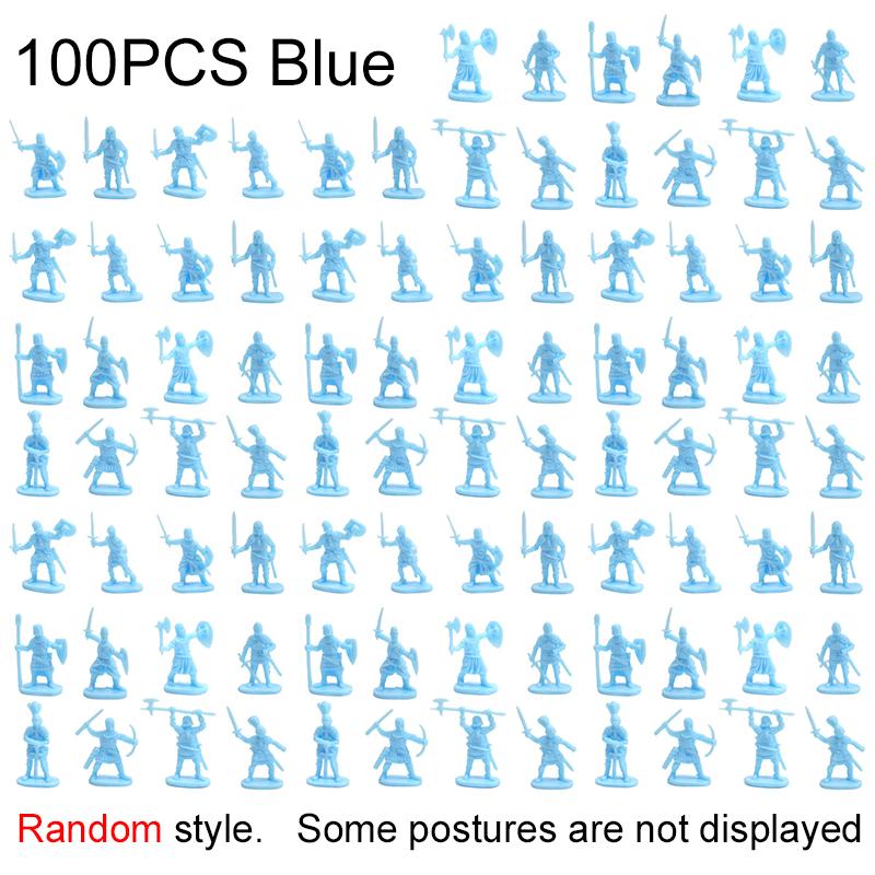 100PCS Ancient Warriors Soldier Miniatures Model 2.7CM Multiple Colors Available War Scene Different Postures Knight Soldier ZYF