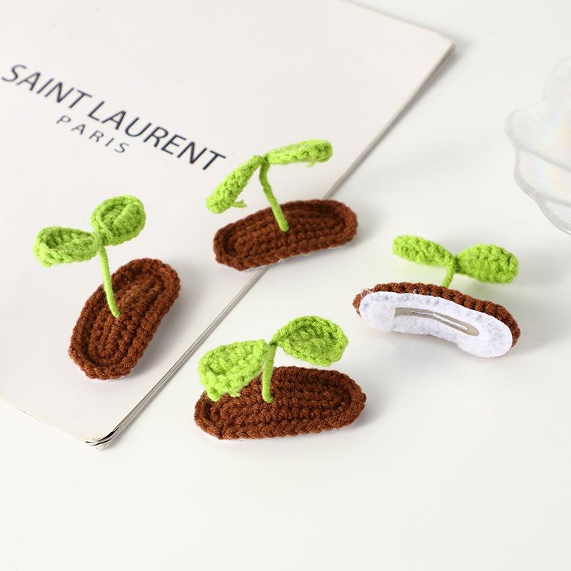 1PC Handmade Diy Weaving Cute Fresh Three-dimensional Grass Sprouts Hairpin, New Bean Sprouts BB Clip Hairpin