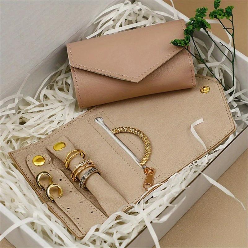 Portable Jewelry Organizer Bag for Women Travel Multi-functional Earrings Ring Necklace Storage Bag PU Creative Jewelry Roll