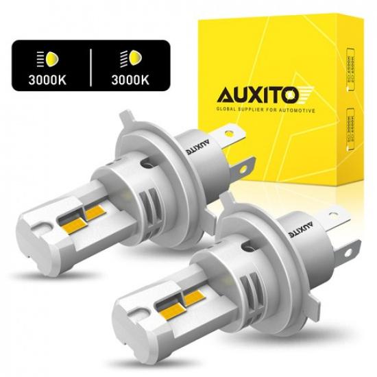 2 шт. светодиодные лампы головного света AUXITO H4 9003 HB2, ближний/дальний свет, янтарно-желтые 3000K EXV