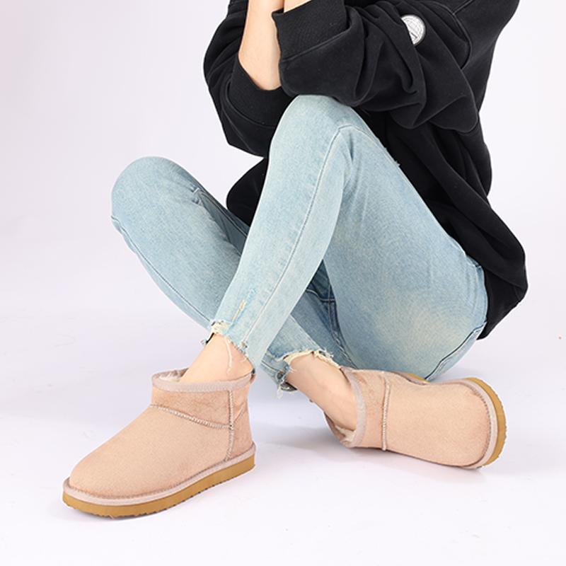 Fashion Shevalues Women's Winter Plush Snow Boots Indoor Outdoor Anti-slip Fur Fuzzy Flat Short Boots Home Warm Cozy Fluffy Cotton Shoes