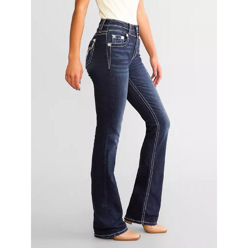 New women's denim embroidered fashion slim-fit flared jeans