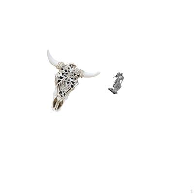 Tribal Bull Head Sculpture And Nordic Knight Figurine Abstract Wall Hanging Art Ornament for Office