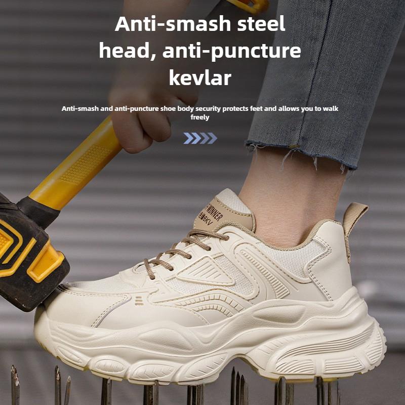female industrial steel toe safety shoes woman breathable work shoes Lightweight Sneakers fashion spring/summer work sneakers