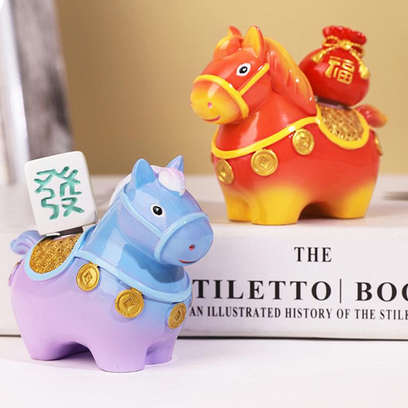 Zodiac Horse Ornaments Handcrafted Year Of The Horse Resin Cartoon Horse Statue Diy Craft