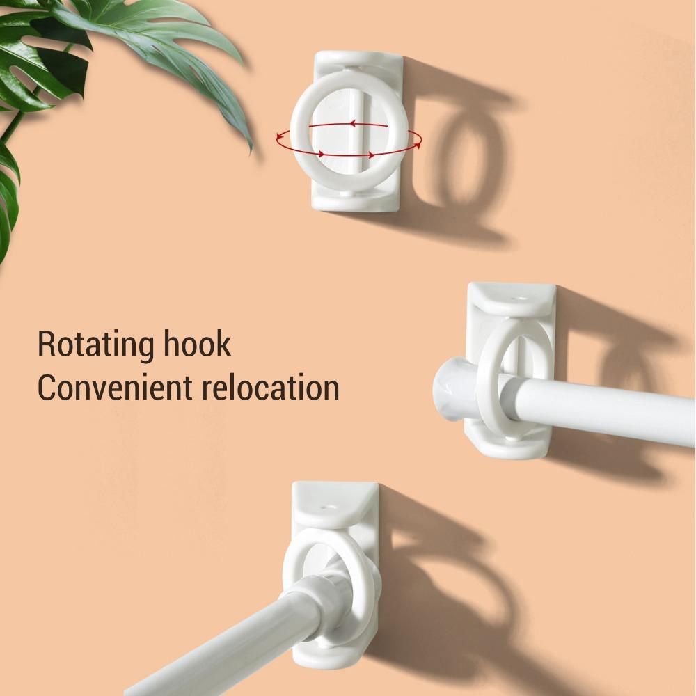 8pcs Rotatable Design Curtain Pole Holder No Drill Curtain Rod Holder Wall Mount