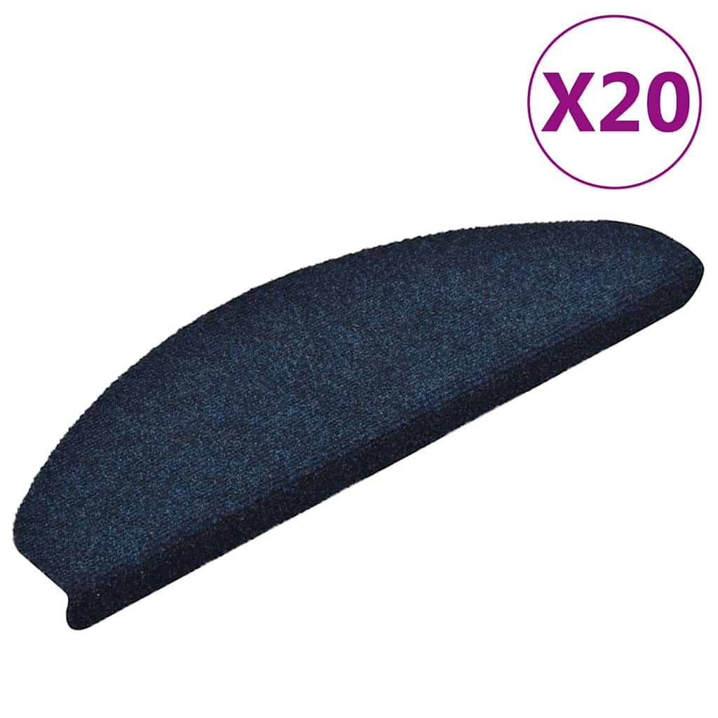 Self Adhesive Stair Treads 20 pcs 65 x 21 x 4 cm Navy Blue Semi Round Large