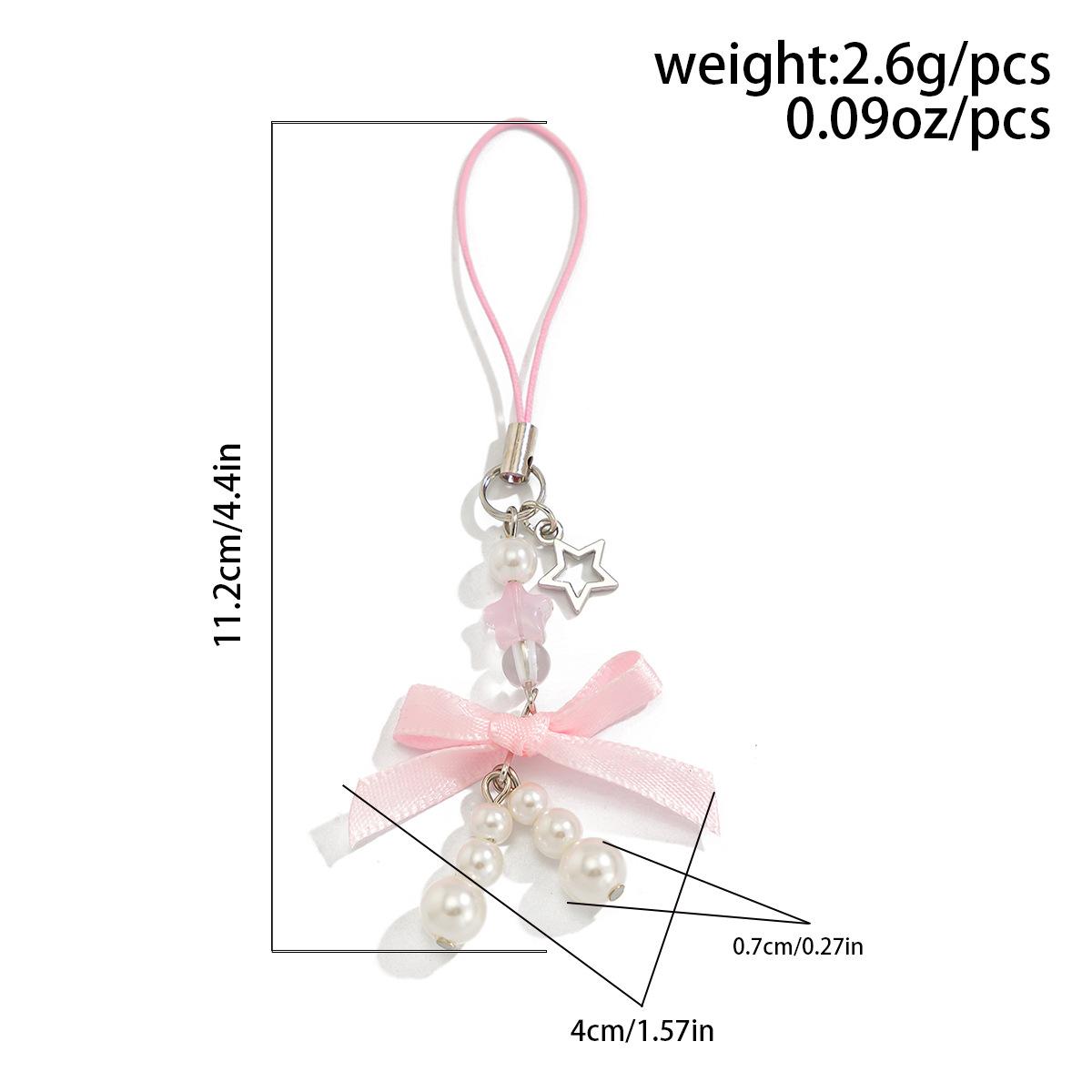 

Милый милый бант клубника звезды брелок Y2K мода девушки искусственный жемчуг металлическая цепочка стеклянные бусины кулон сумка цепи аксессуары