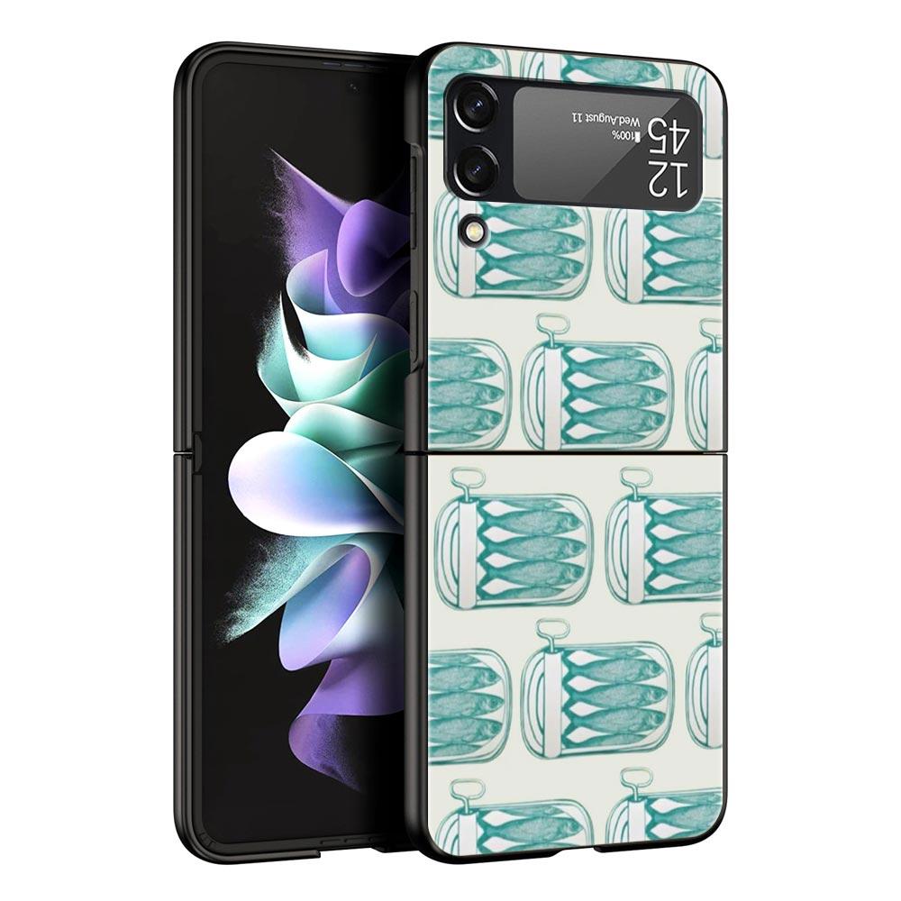 Case for Samsung Galaxy Z Flip 3 4 5 6 7 Folding Black Shell For Samsung Z Flip4 Flip5 PC Hard Cover Sardines aquatic product
