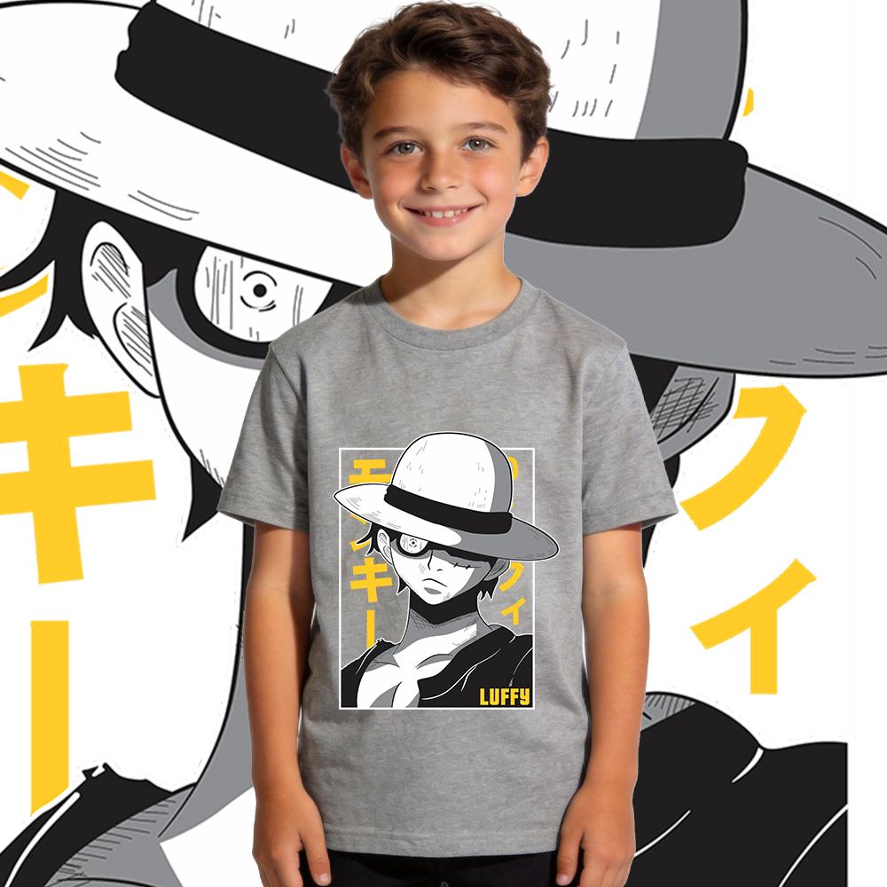 One Piece Luffy Print Tee 100 Cotton T Shirt for Boys and Girls Kids Casual Wear Soft Fabric Summer Short Sleeve