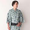 Yukata Yukata EMU Set Obi Cool Touch Yukata Navy Blue Shijira Weave Cotton LL [Sweet Mummy] Men's Men's 3-piece One-touch Men's