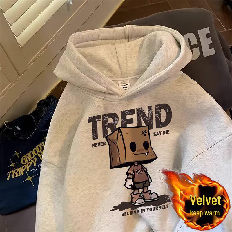 Men s Oversized Long-Sleeve Hoodie - Japanese and Korean Style S
