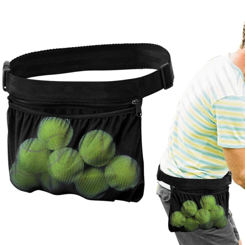 Tennis Ball Holder Pickleball Ball Wasit Pouch Large Capacity Zipper Tennis Ball Carrying Bag Travel Pocket Durable