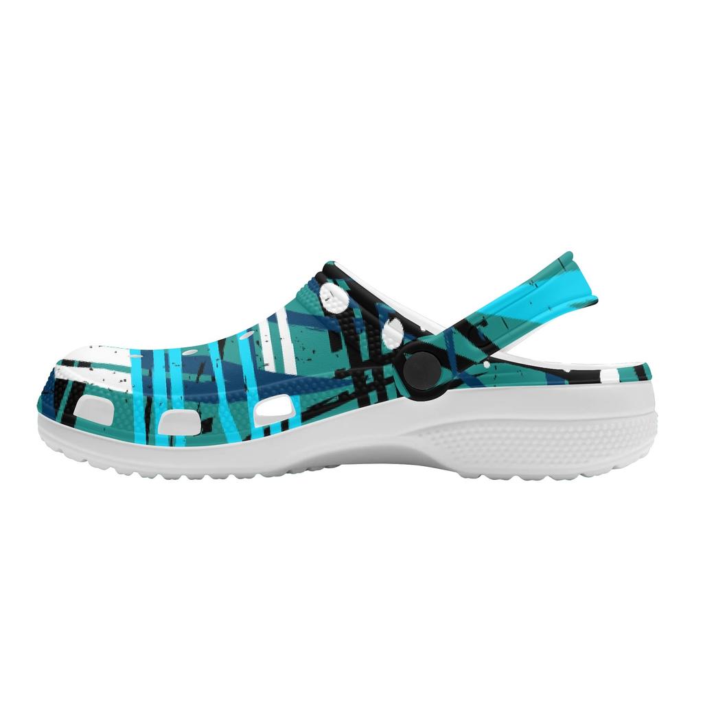 Printed White EVA Clogs for Women Men Lightweight Breathable Slip On Garden Shoes Summer Beach Pool Bathroom Sandals Daily Wear