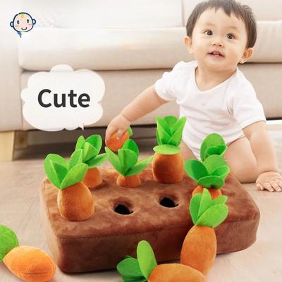 Baby Plüsch Herausziehbare Karotte Interaktionsspielzeug Baumwolle Montessori Radieschen Spiel Erkennungs-Lernspielzeug für Kinder 0-3 Jahre Geschenk