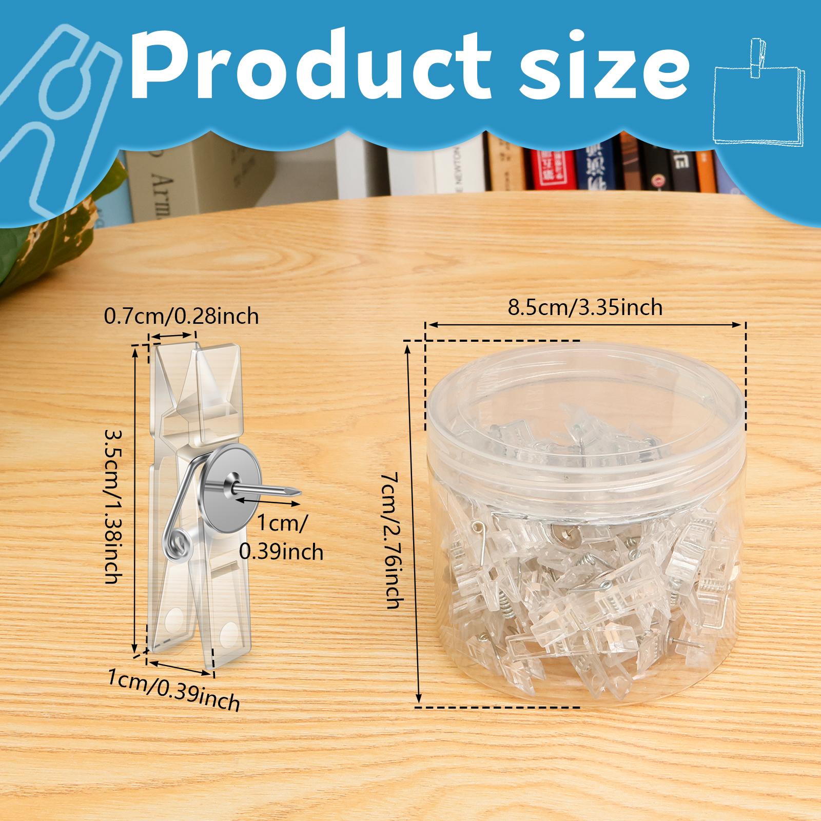 

50Pcs Push Pin Clips Plastic Transparent Decorative Push Pins Multifunctional Clip-shaped Thumb Tacks for Cork Board Photos Maps