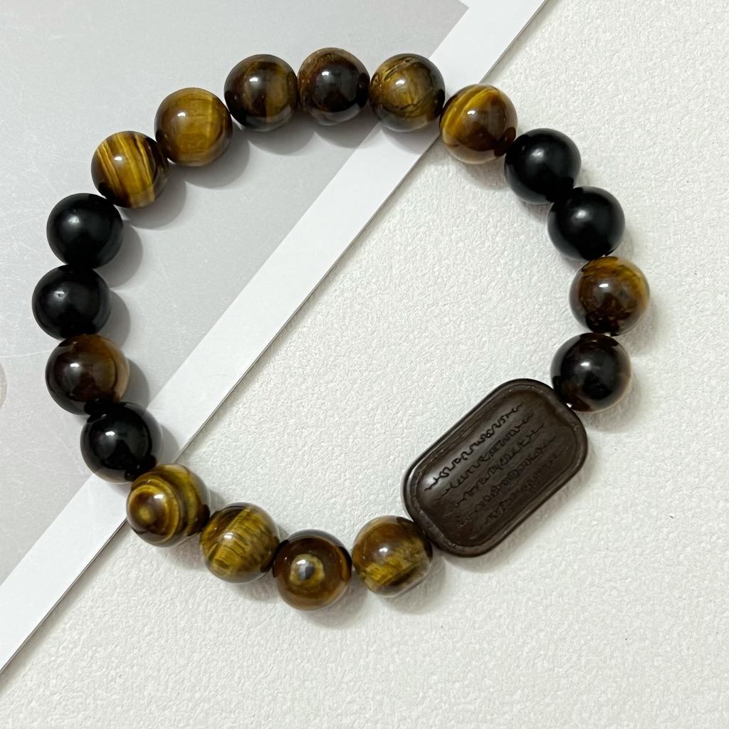 10mm Gemstones Beaded Bracelets for Men Natural Tiger Eye Stone Stretch Round Beads Semi-Precious Bangle