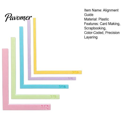 Professional Paper Crafting Template 5 Pcs Alignment Guides with Storage Case, Precision Layering Matting Durable Plastic Guide Spacers, Color-Coded