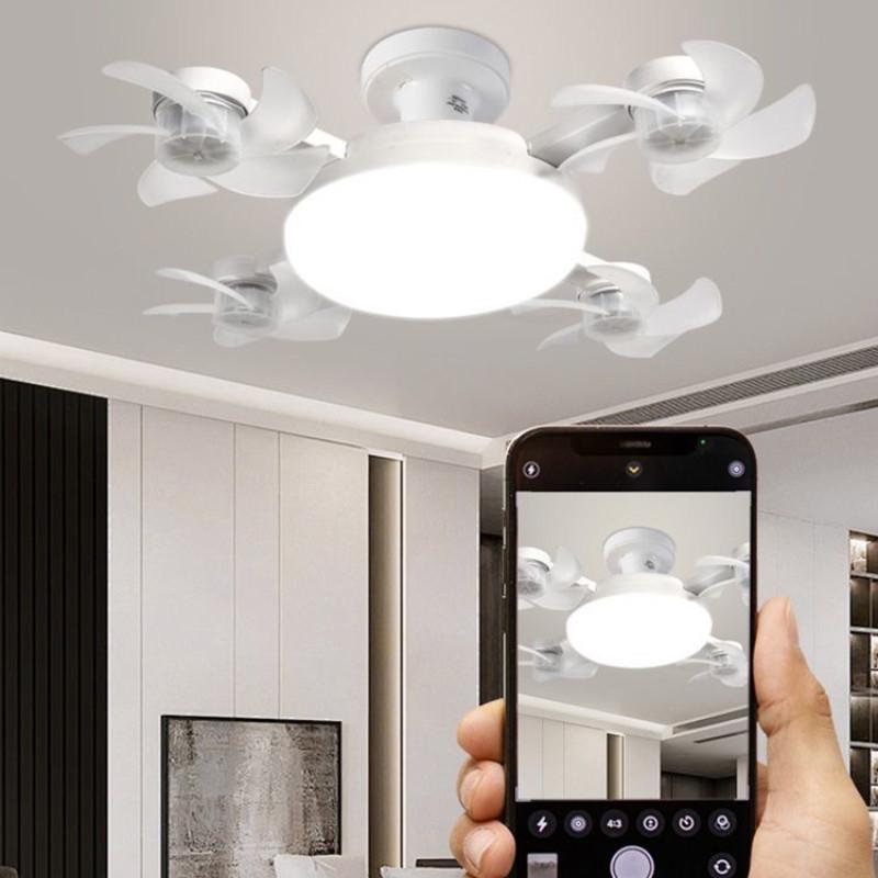 E27 Fassung Deckenventilator mit Licht 50W/60W LED Beleuchtung Kleiner Deckenventilator Haushalt Schlafzimmer Elektrische Ventilatorlampe