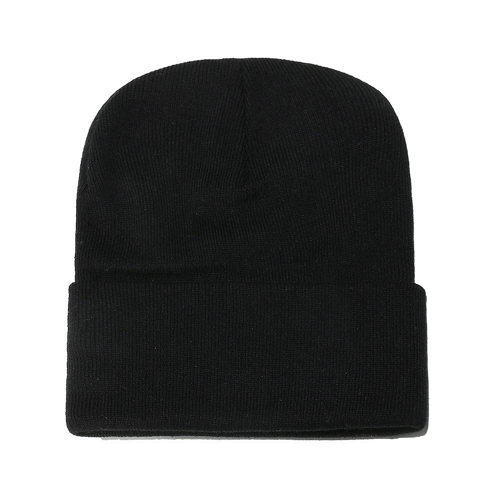 High Quality Solid Color Acrylic Wool Hat Outdoor Warm Cold Hat Monochrome Knitted Hat Pullover Hat for Men and Women