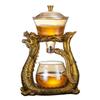 Transparent Semiautomatic Tea Pot Set with Dragon and Phoenix Auspicious Craftsmanship Suitable for Kung Fu