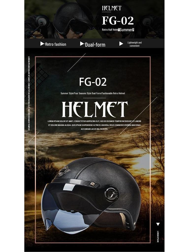 Men's & Women's Retro Electric Motorcycle Helmet - Universal Four-Season Half Helmet
